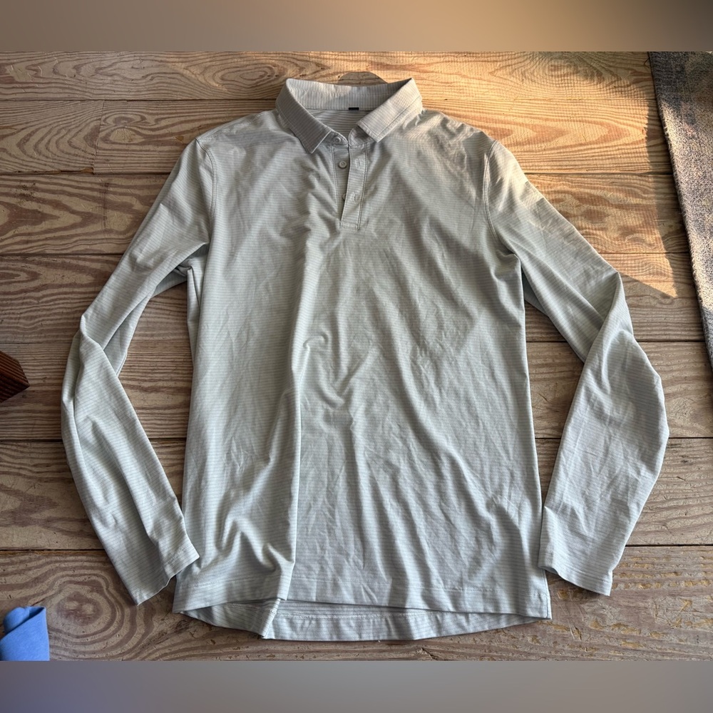 lululemon athletica Men's Long Sleeve Polo Shirt - Light Sage